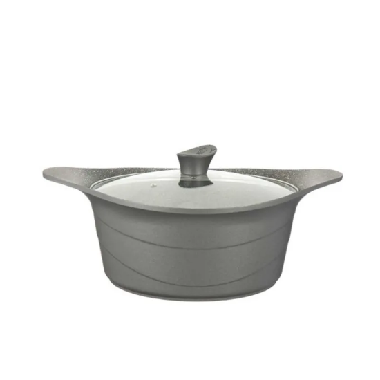 تصویر قابلمه عروس مدل دیاکو سایز 32 با درب شیشه‌ای و دستگیره مقاوم | فروشگاه ثمین