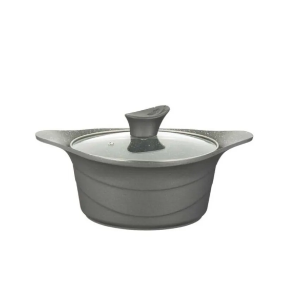 تصویر قابلمه عروس مدل دیاکو سایز 22 با درب شیشه‌ای و دسته مقاوم | فروشگاه ثمین