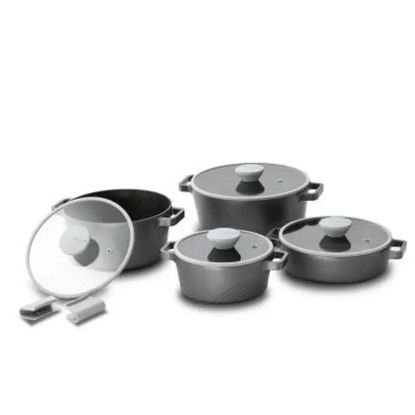 تصویر سرویس قابلمه ۸ پارچه نیوفلیم اکو ۲۴ نقره‌ای | فروشگاه ثمین