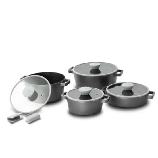 تصویر سرویس قابلمه ۸ پارچه نیوفلیم اکو ۲۴ نقره‌ای | فروشگاه ثمین