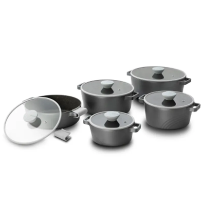 تصویر سرویس قابلمه ۱۰ پارچه نیوفلیم پلاس ۲۸ نقره‌ای | فروشگاه ثمین