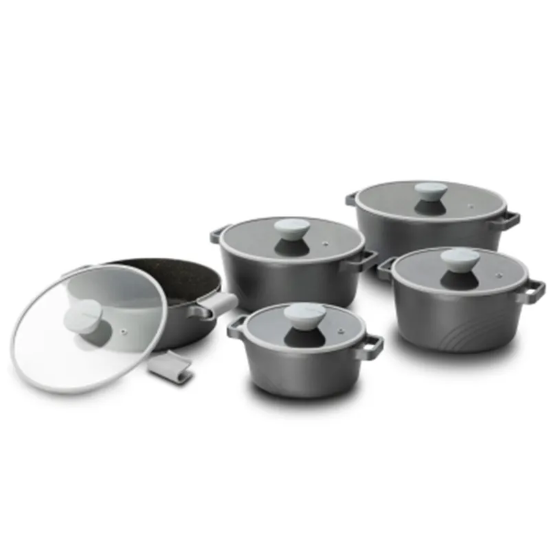 تصویر سرویس قابلمه ۱۰ پارچه نیوفلیم پلاس ۲۸ نقره‌ای | فروشگاه ثمین