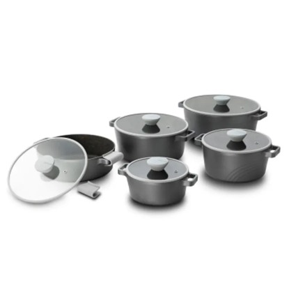 تصویر سرویس قابلمه ۱۰ پارچه نیوفلیم پلاس ۲۴ نقره‌ای | فروشگاه ثمین