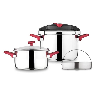 زودپز دوقلو استیل کاندید هلیوس با ظرفیت ۴ و ۶ لیتری و بدنه ضدزنگ | کالای آشپزخانه ثمین