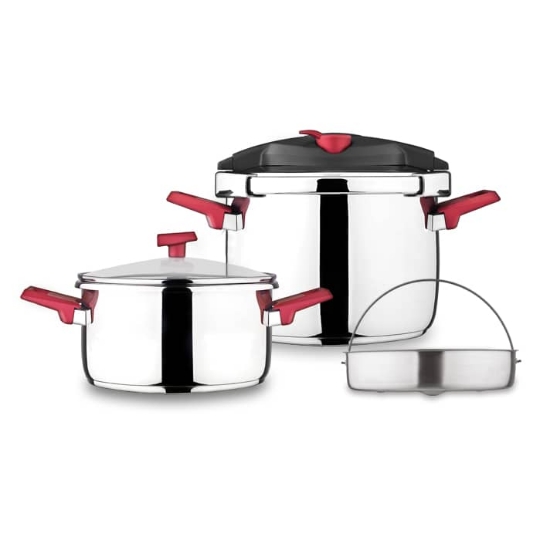 زودپز دوقلو استیل کاندید هلیوس با ظرفیت ۴ و ۶ لیتری و بدنه ضدزنگ | کالای آشپزخانه ثمین