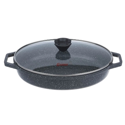 تابه گرانیتی بیضی کاندید سایز ۳۳ همراه با درب پیرکس مقاوم | کالای آشپزخانه ثمین