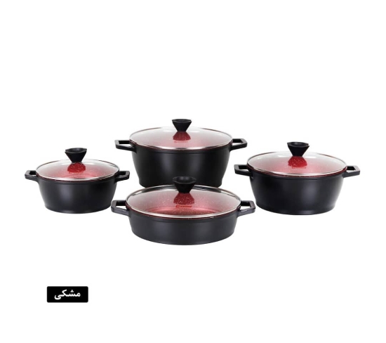 سرویس قابلمه 8 پارچه گرانیتی کاندید مدل ورونا مشکی | کالای آشپزخانه ثمین