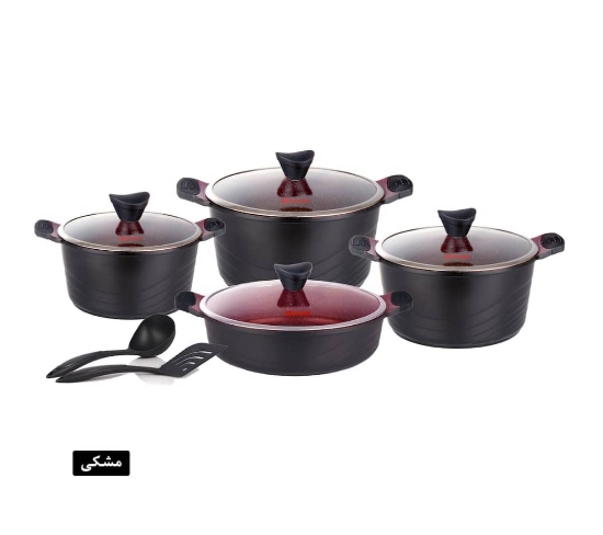 سرویس قابلمه ۱۰ پارچه گرانیتی کاندید مدل اوشن رنگ مشکی | کالای آشپزخانه ثمین